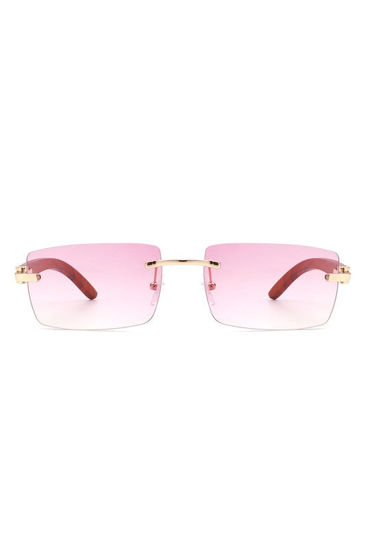 Rectangle Rimless Retro Tinted Sunglasses