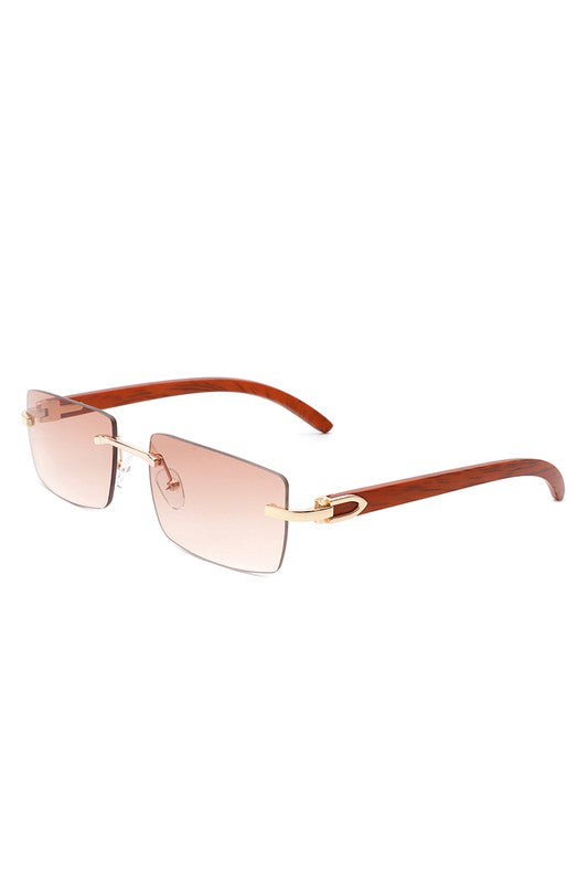 Rectangle Rimless Retro Tinted Sunglasses