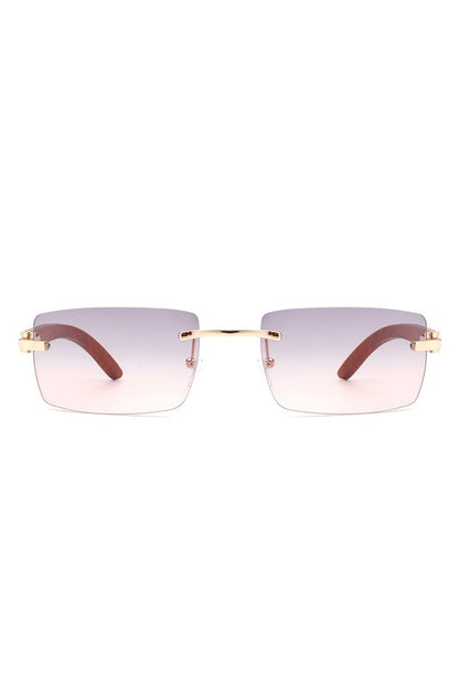 Rectangle Rimless Retro Tinted Sunglasses