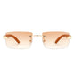 Rectangle Rimless Retro Tinted Sunglasses