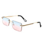 Rectangle Rimless Retro Flat top Sunglasses