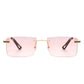 Rectangle Rimless Retro Flat top Sunglasses