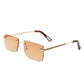 Rectangle Rimless Retro Flat top Sunglasses