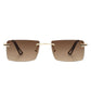 Rectangle Rimless Retro Flat top Sunglasses