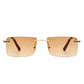 Rectangle Rimless Retro Flat top Sunglasses