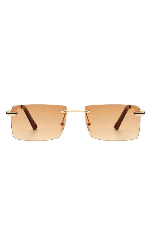 Rectangle Rimless Retro Flat top Sunglasses