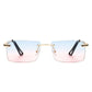 Rectangle Rimless Retro Flat top Sunglasses