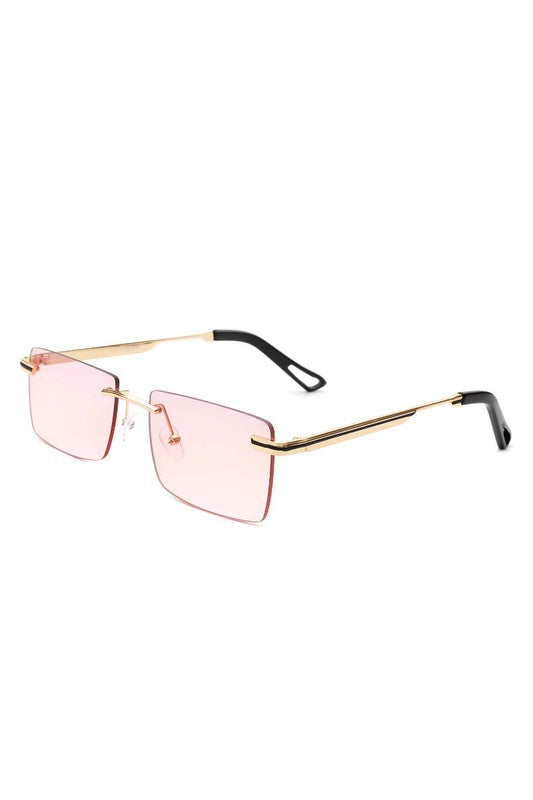 Rectangle Rimless Retro Flat top Sunglasses