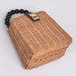 Beads Handle Straw Structure Clutch Swing Bag