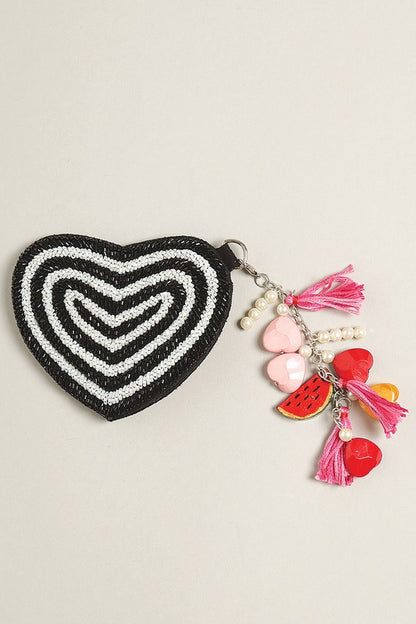 Heart Shaped Seed Beaded Coin Purse
