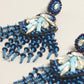 Blue Seed Beaded Statement Earrings