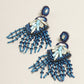 Blue Seed Beaded Statement Earrings