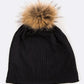 Faux Fur Pom Cotton Slouchy Beanie