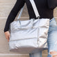 Metallic Puffer Tote