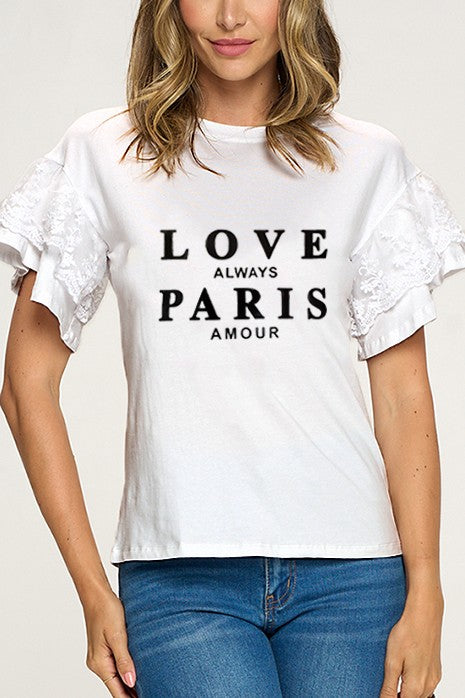 Love Always Paris Amour Detailed Laced Top