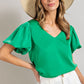 V-Neck Puff Sleeve Blouse Top
