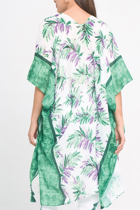 Tropical Palm Tree Open Front Kimono
