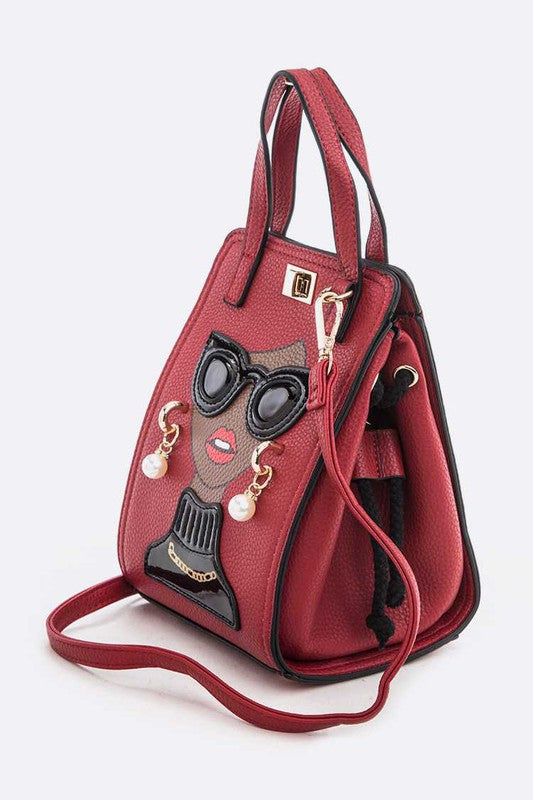 Lady In Glasses Convertible Top Handle Bag