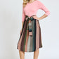 Quarter Sleeve Stripe Sash Midi Dress