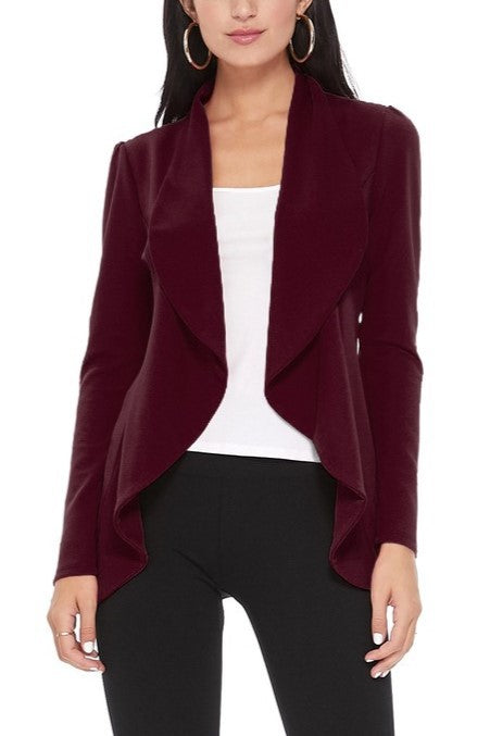 Solid, Waist Length Blazer