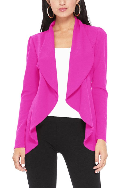 Solid, Waist Length Blazer