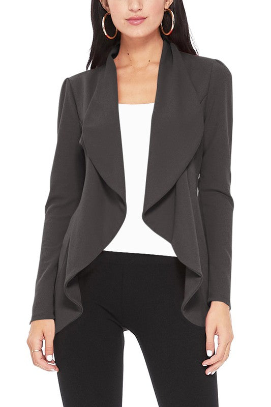 Solid, Waist Length Blazer