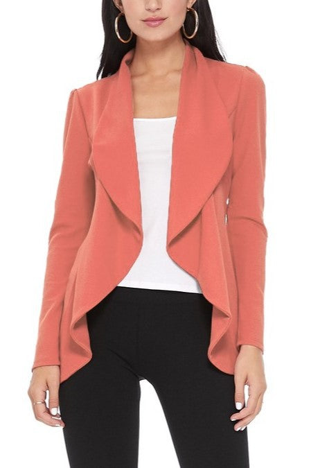 Solid, Waist Length Blazer