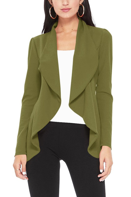 Solid, Waist Length Blazer