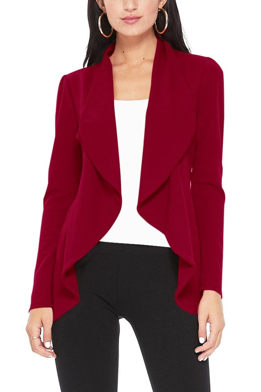 Solid, Waist Length Blazer