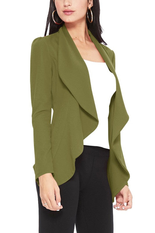 Solid, Waist Length Blazer