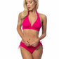 SOLID HALTER BIIKINI SET WITH RUCHING SIDE BOTTOM
