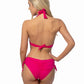 SOLID HALTER BIIKINI SET WITH RUCHING SIDE BOTTOM