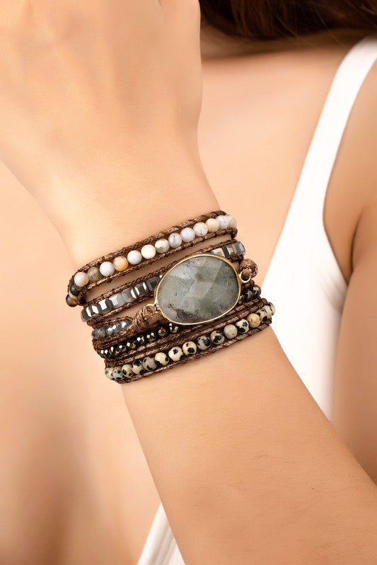 Natural stone boho bracelet - 34 inch