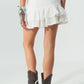 Broderie Frill Mini Skirt in White