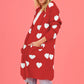 Heart Graphic Open Front Cardigan with Pockets