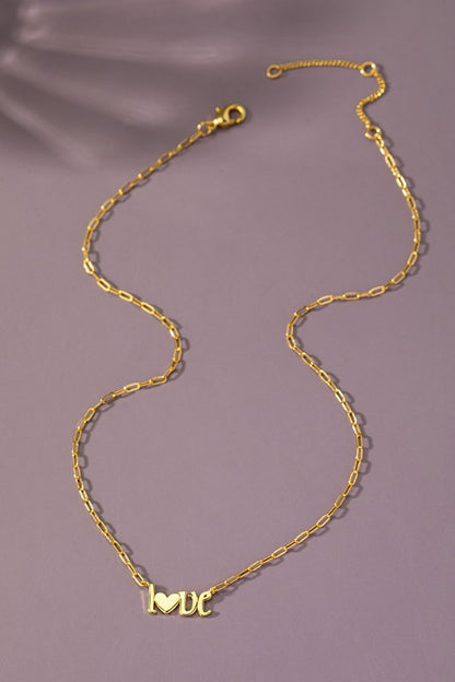 Real Gold Dipped Love Pendant Necklace