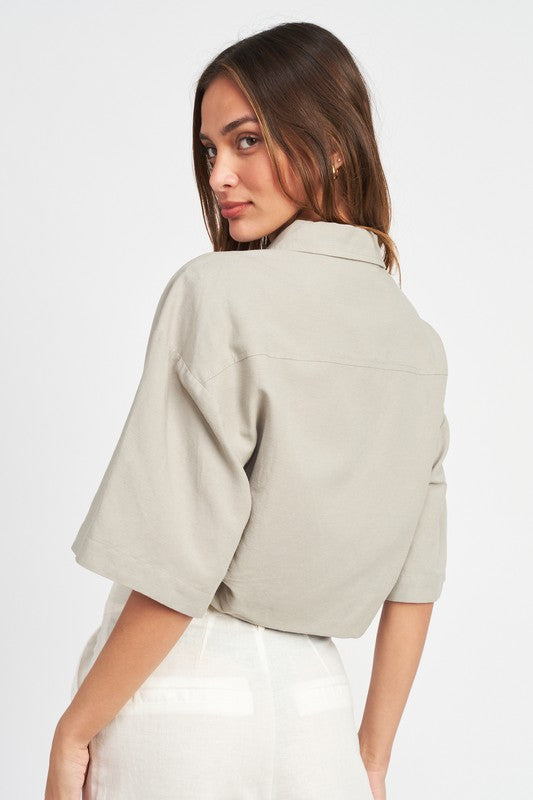 WIDE SLEEVE CROPPED SHIRT