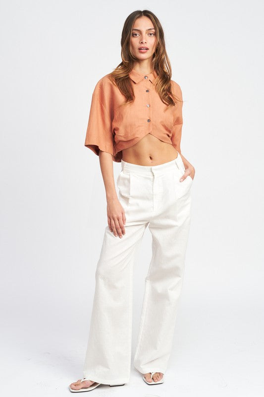 WIDE SLEEVE CROPPED SHIRT