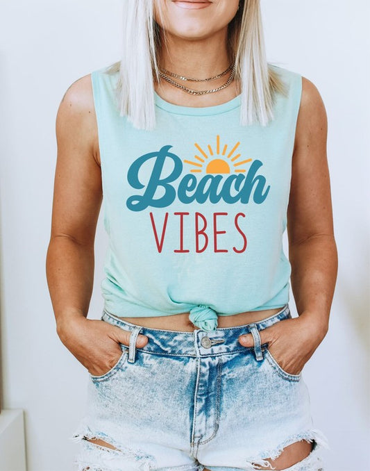 Beach Vibes Graphic Bella Canvas Flowy Muscle Tank