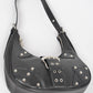 Vegan Leather Buckle Accent Shoulder Bag