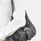 Vegan Leather Buckle Accent Shoulder Bag