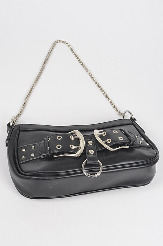 Vegan Leather Convertible Studded Shoulder Bag