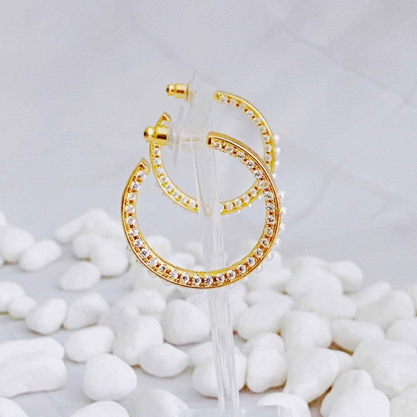 Classy Lady Pearl Hoop Earrings