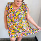 Indigo & Lemon Floral Babydoll Ruffle Dress