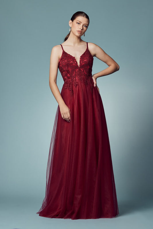 Embroidered Bodice Long Prom & Bridesmaid Dress NXR357_0