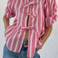 Tied Round Neck Balloon Sleeve Shirt