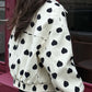 Heart Print Collared Neck Zip Up Jacket