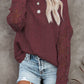 Openwork Lantern Sleeve Dropped Shoulder Sweater