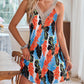 Lace Detail Printed V-Neck Sleeveless Dress