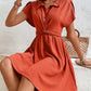 Collared Neck Short Sleeve Twisted Dress